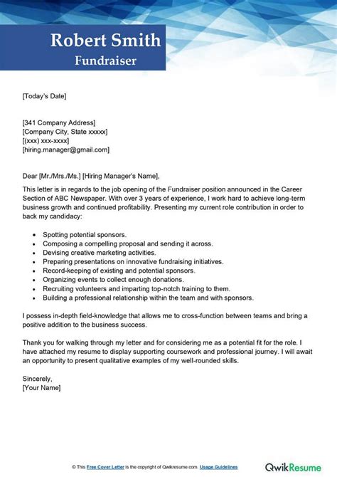 fundraiser cover letter examples